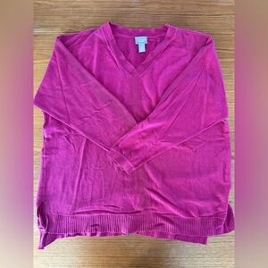 Chico's Fuchsia V-Neck Sweater